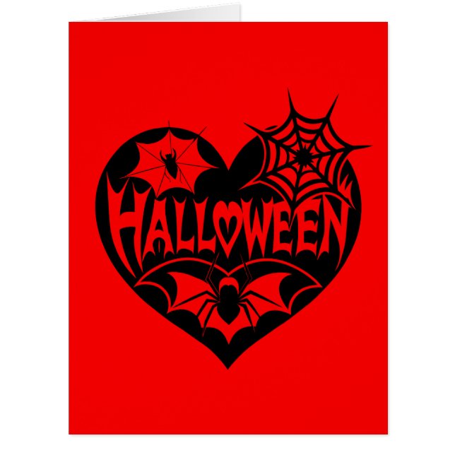 Halloween Heart, Black Heart Shape, Spider Web (Front)