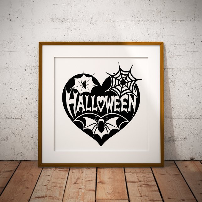Halloween Heart, Black Heart Shape, Spider Web Foil Prints (Creator Uploaded)