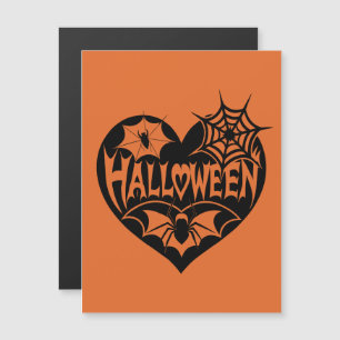 Halloween Heart, Black Heart Shape, Spider Web Magnetic Invitation