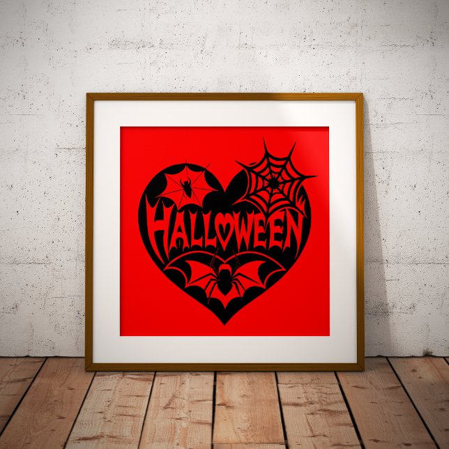 Halloween Heart, Black Heart Shape, Spider Web Poster (Creator Uploaded)