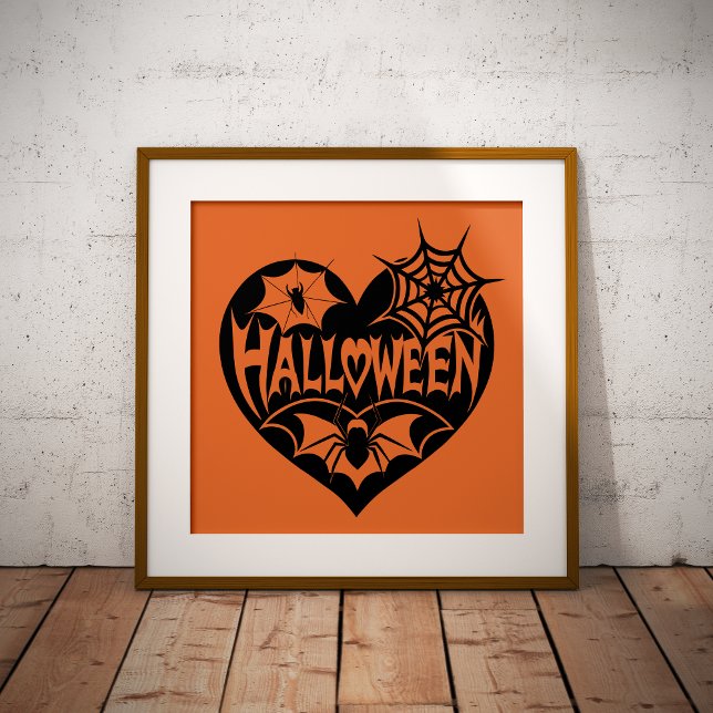 Halloween Heart, Black Heart Shape, Spider Web Poster (Creator Uploaded)