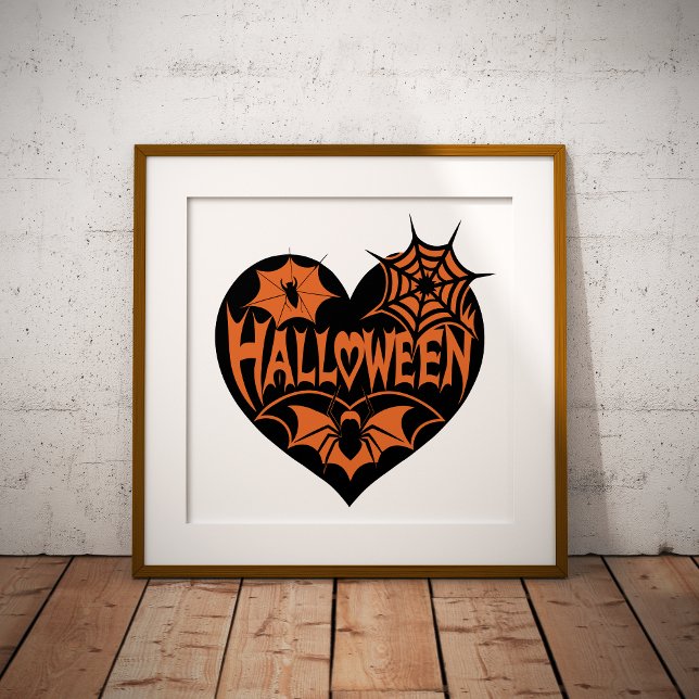 Halloween Heart, Black Heart Shape, Spider Web Poster (Creator Uploaded)
