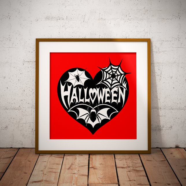 Halloween Heart, Black Heart Shape, Spider Web Poster (Creator Uploaded)