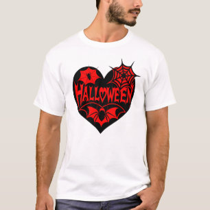 Halloween Heart, Black Heart Shape, Spider Web T-Shirt