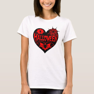 Halloween Heart, Black Heart Shape, Spider Web T-Shirt