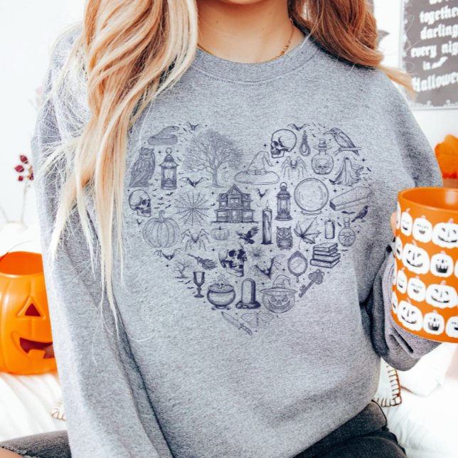 Halloween Heart Blue Spooky Doodles Sweatshirt (Creator Uploaded)