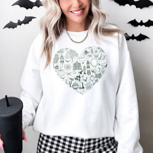 Halloween Heart Green Spooky Doodles Sweatshirt