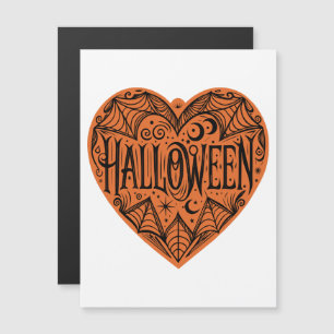 Halloween Heart, Orange Heart Shape, Holiday Magnetic Invitation