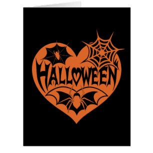 Halloween Heart, Orange Heart Shape, Spider Web