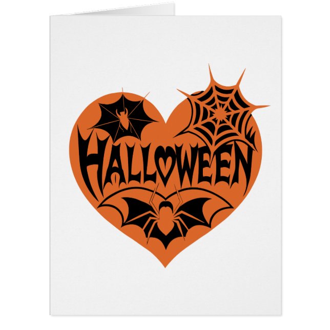 Halloween Heart, Orange Heart Shape, Spider Web (Front)