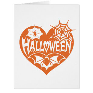 Halloween Heart, Orange Heart Shape, Spider Web