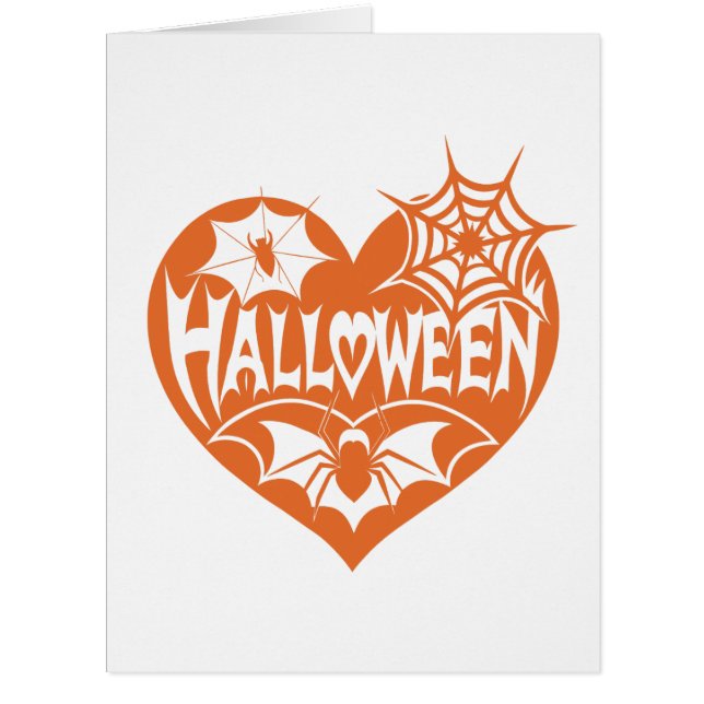 Halloween Heart, Orange Heart Shape, Spider Web (Front)