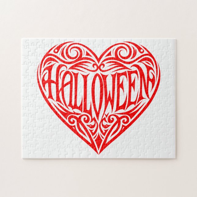 Halloween Heart, Red Heart, Holiday Jigsaw Puzzle (Horizontal)
