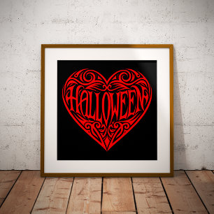 Halloween Heart, Red Heart, Holiday Poster