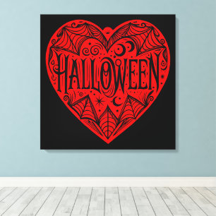 Halloween Heart, Red Heart Shape, Holiday Canvas Print