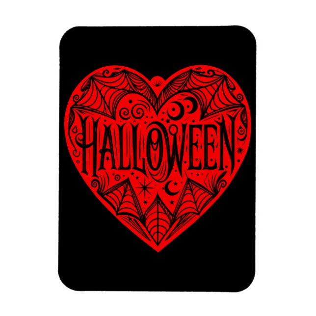 Halloween Heart, Red Heart Shape, Holiday Magnet (Vertical)