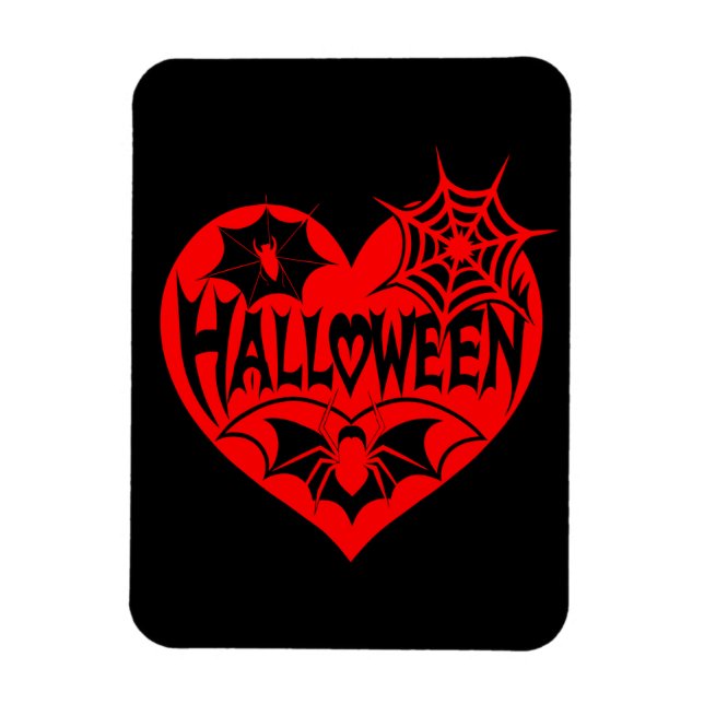 Halloween Heart, Red Heart Shape, Spider Web Magnet (Vertical)