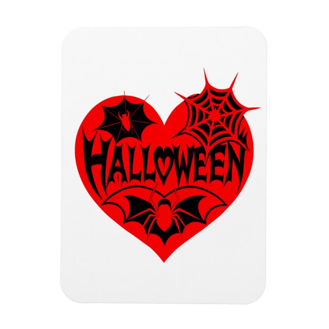 Halloween Heart, Red Heart Shape, Spider Web Magnet (Vertical)