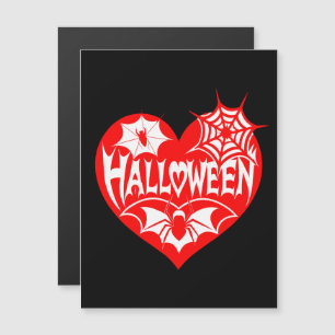 Halloween Heart, Red Heart Shape, Spider Web Magnetic Invitation