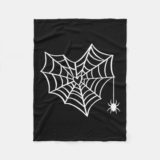 Halloween Heart Spider Web Spooky Costume  Fleece Blanket (Front)