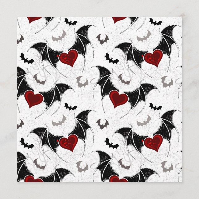 Halloween heart with black bat wings advice card (Front)