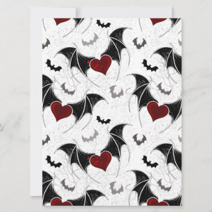 Halloween heart with black bat wings announcement