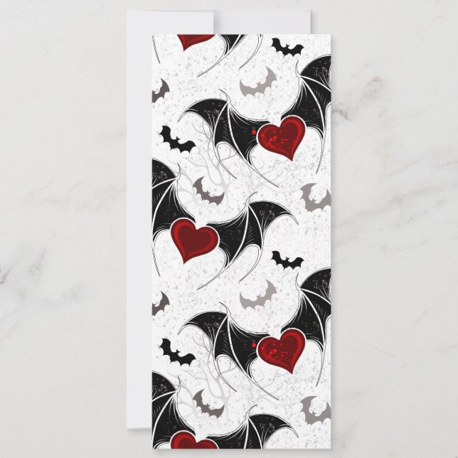Halloween heart with black bat wings announcement (Front)