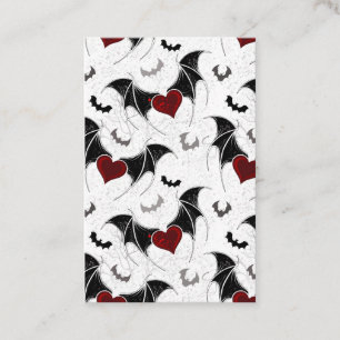 Halloween heart with black bat wings business card