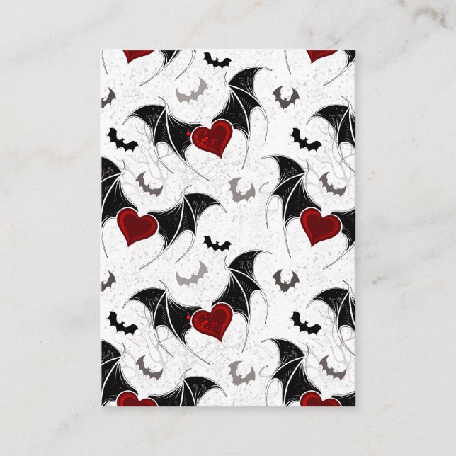 Halloween heart with black bat wings calling card (Front)