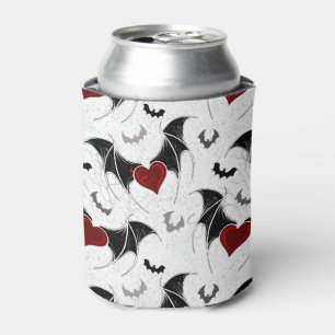 Halloween heart with black bat wings can cooler