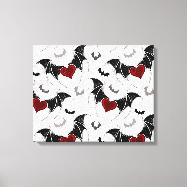 Halloween heart with black bat wings canvas print (Front)