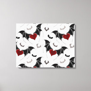 Halloween heart with black bat wings canvas print
