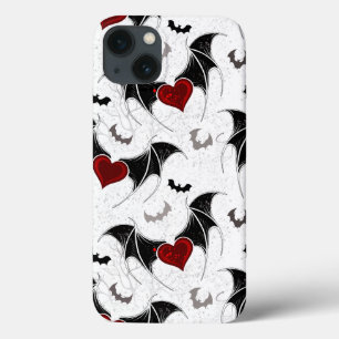 Halloween heart with black bat wings iPhone 13 case
