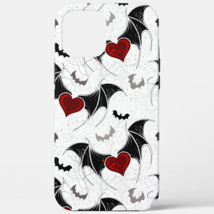 Halloween heart with black bat wings iPhone 12 pro max case