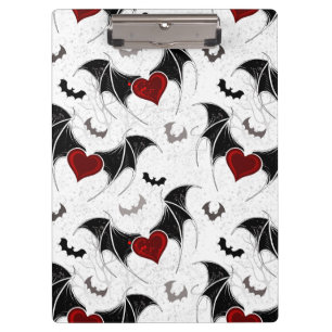 Halloween heart with black bat wings clipboard