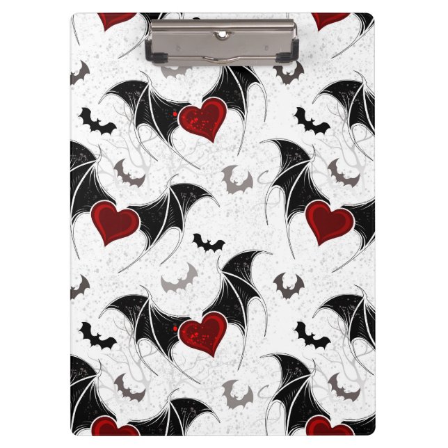 Halloween heart with black bat wings clipboard (Front)