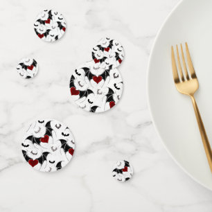Halloween heart with black bat wings confetti