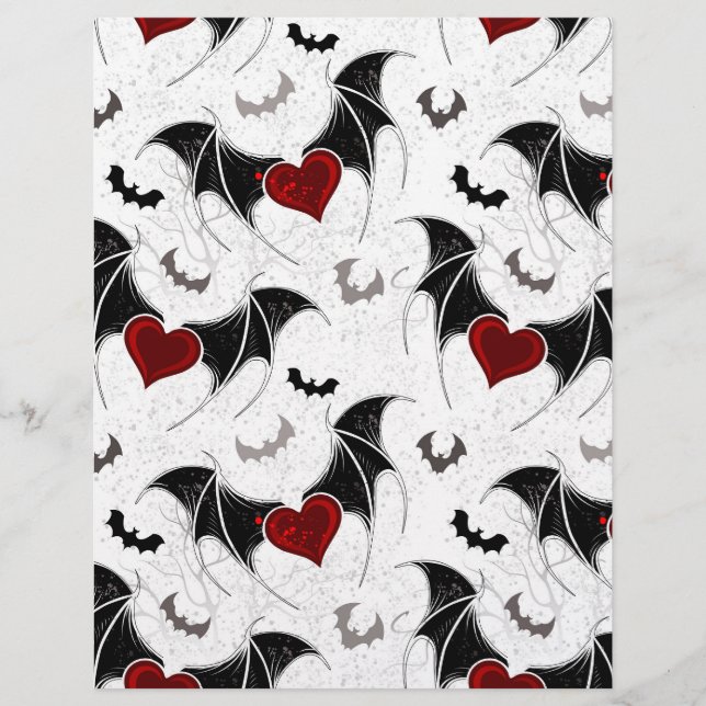 Halloween heart with black bat wings custom letterhead (Front)