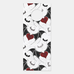 Halloween heart with black bat wings door hanger