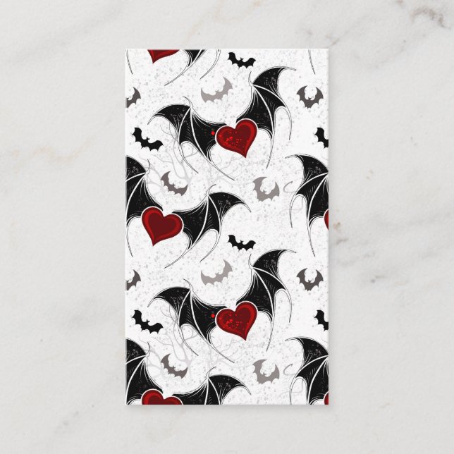 Halloween heart with black bat wings enclosure card (Front)