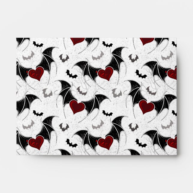 Halloween heart with black bat wings envelope (Front)