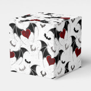 Halloween heart with black bat wings favour box