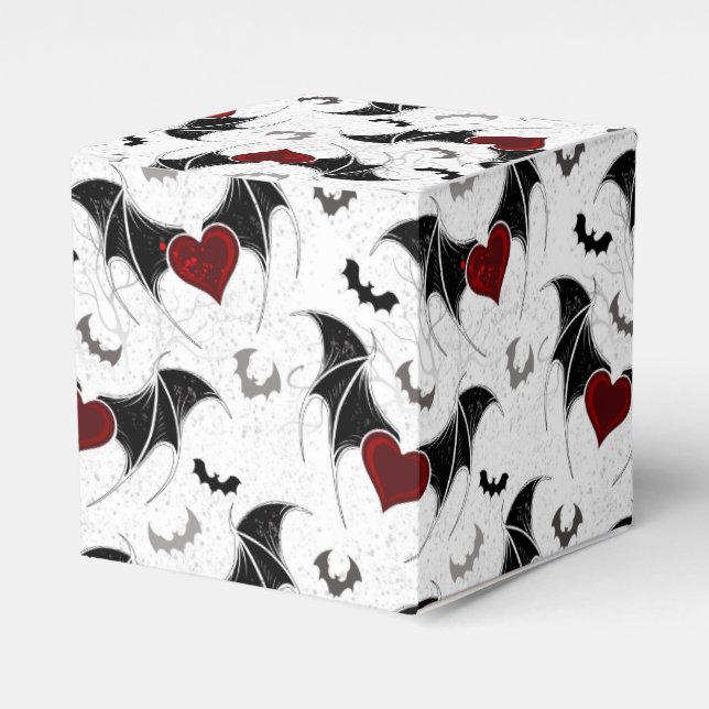 Halloween heart with black bat wings favour box (Front Side)