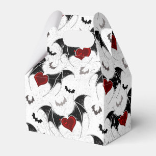 Halloween heart with black bat wings favour box