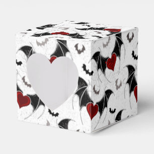 Halloween heart with black bat wings favour box