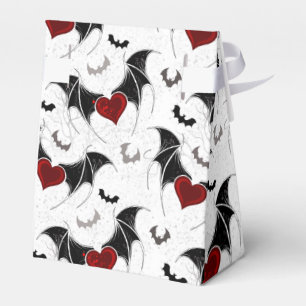 Halloween heart with black bat wings favour box