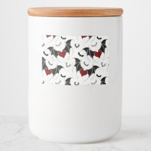 Halloween heart with black bat wings food label