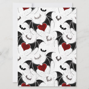Halloween heart with black bat wings holiday card