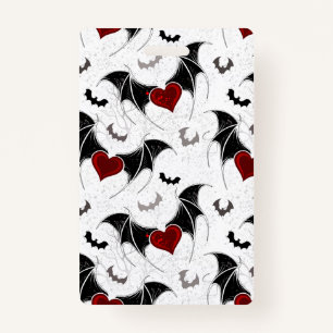 Halloween heart with black bat wings ID badge
