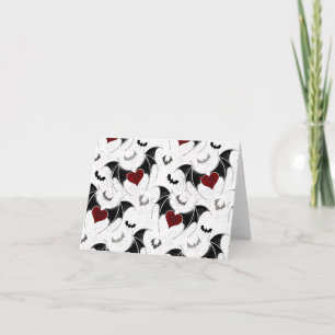 Halloween heart with black bat wings invitation